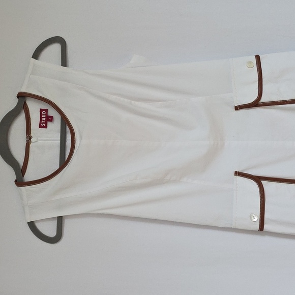 Staud White & Brown Lined Cotton Dress. Size 4 - Picture 2 of 9